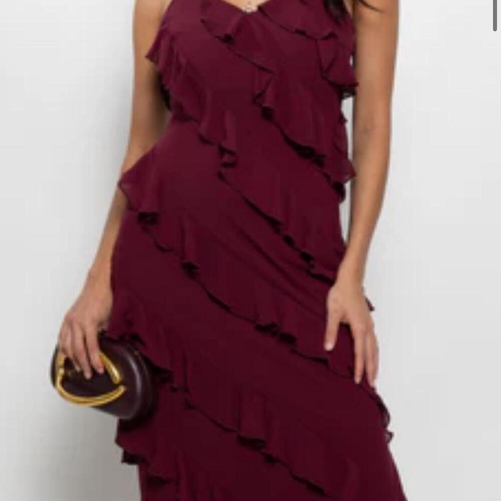 Burgundy Dress With Ruffles And